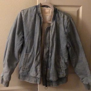 AE Sherpa lined denim bomber jacket